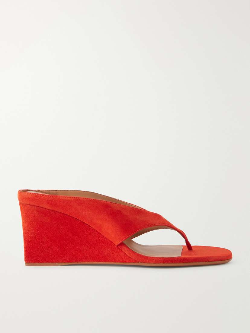 Alaïa Tong 75 Suede Wedge Sandals