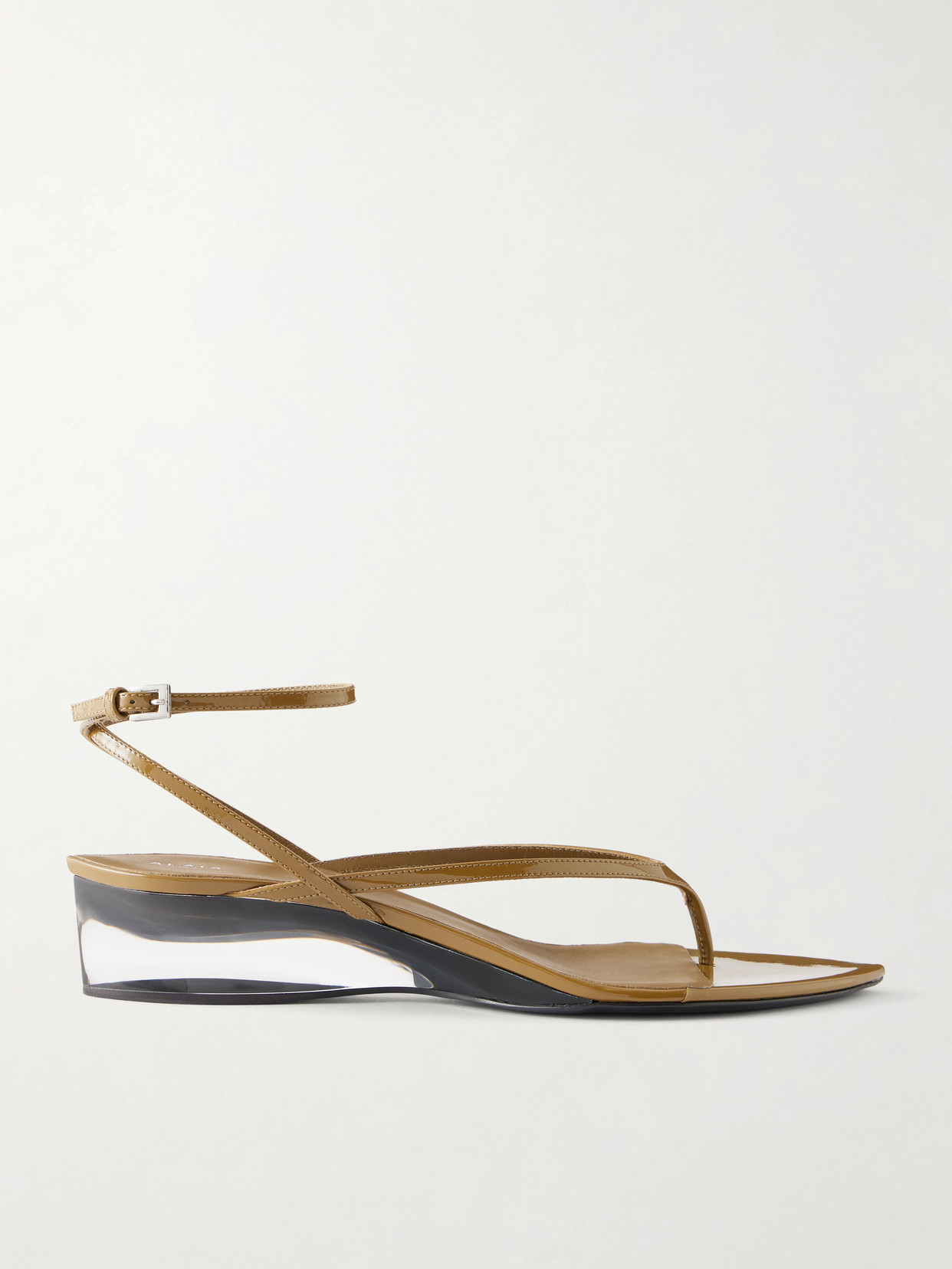 Alaïa - Patent Leather And Plexiglass Wedge Sandals - Green