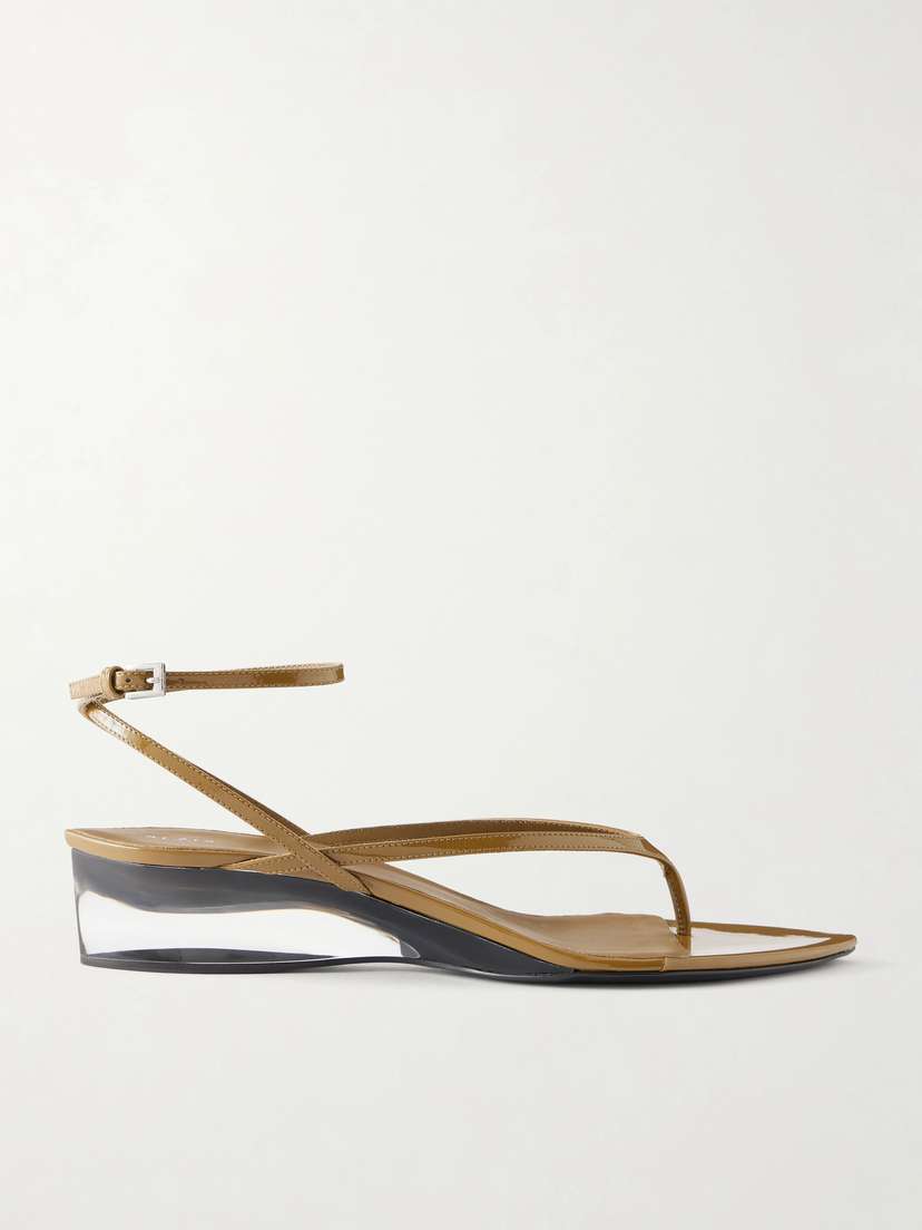 Alaïa Patent Leather And Plexiglass Wedge Sandals