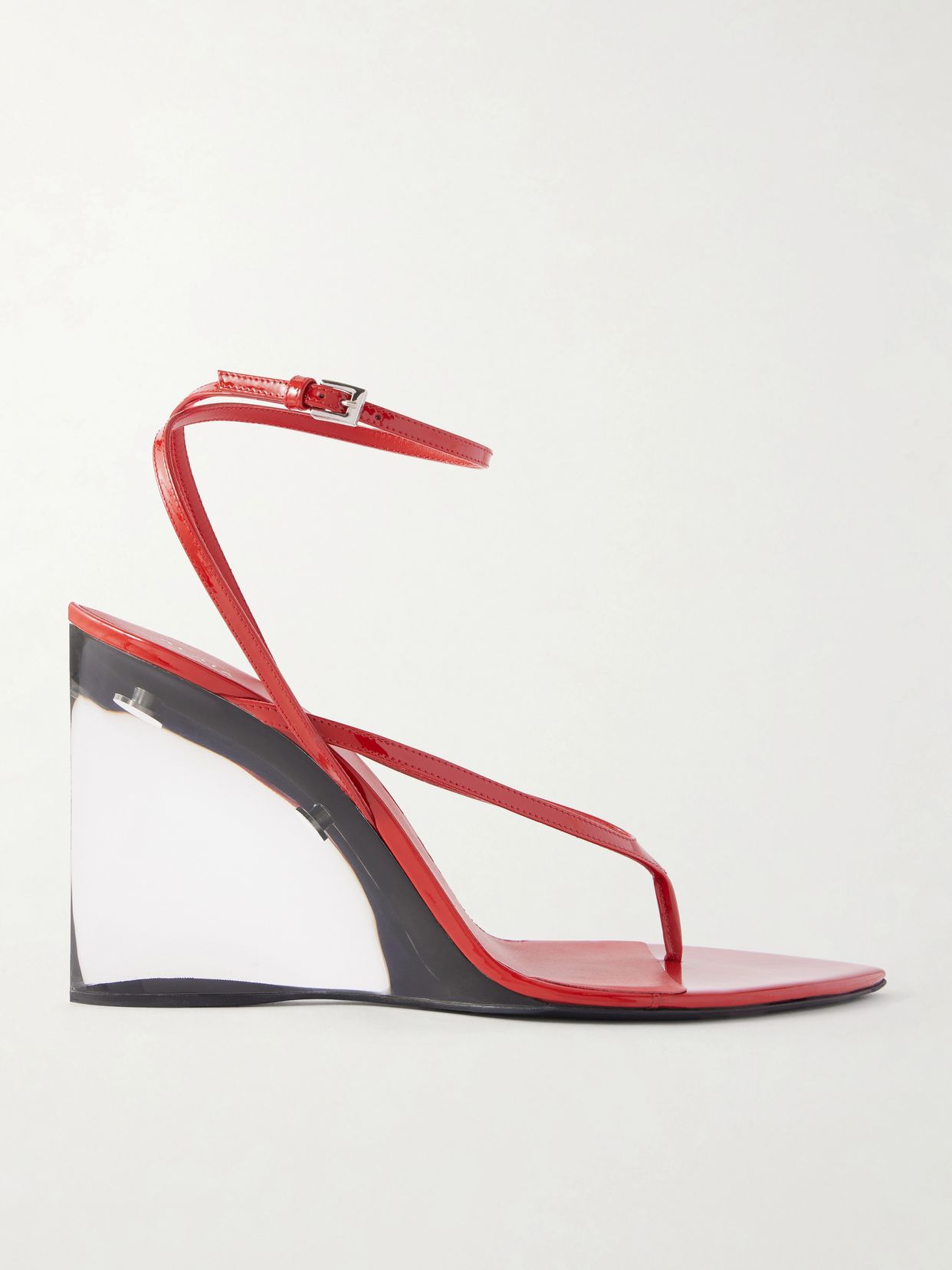 tong 90 patent leather wedge sandals