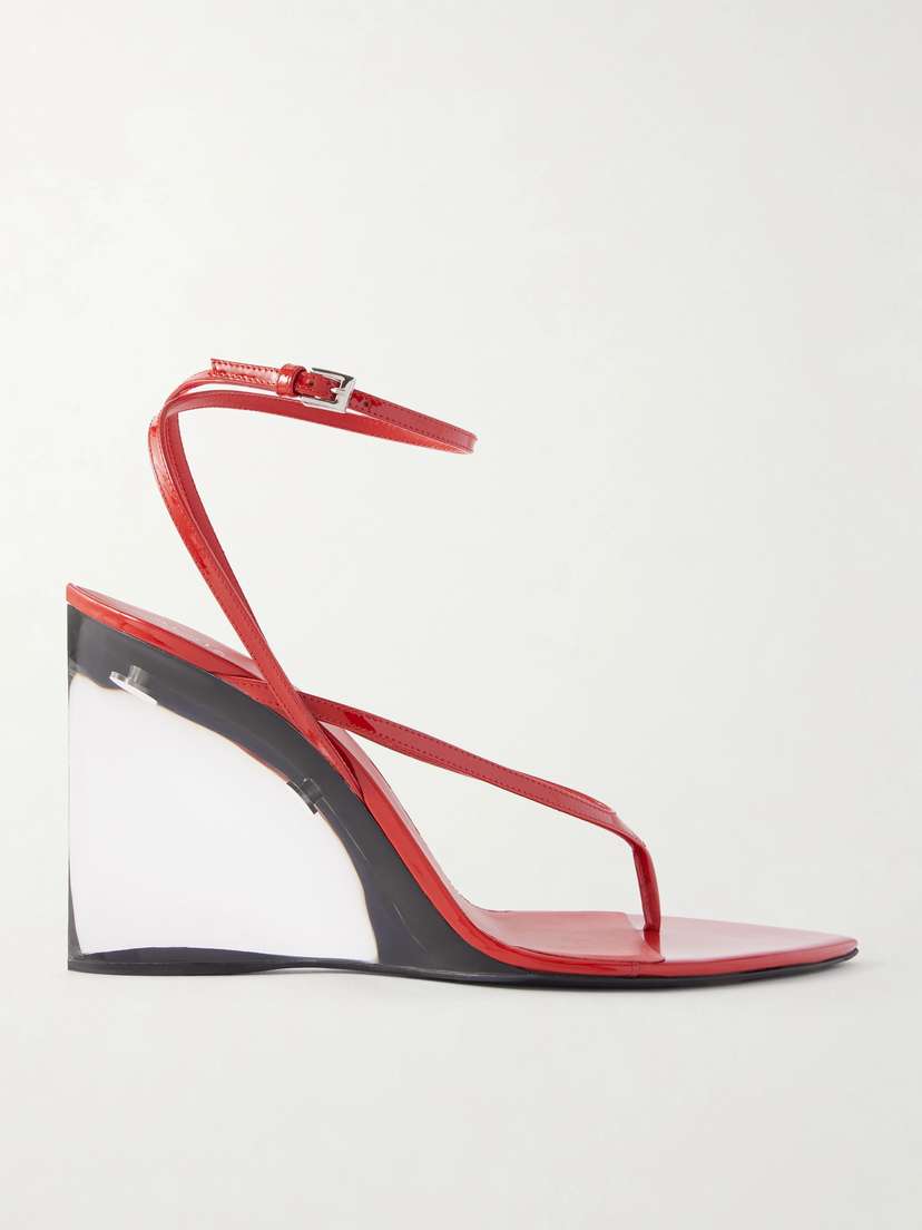 Alaïa Tong 90 Patent-leather Wedge Sandals