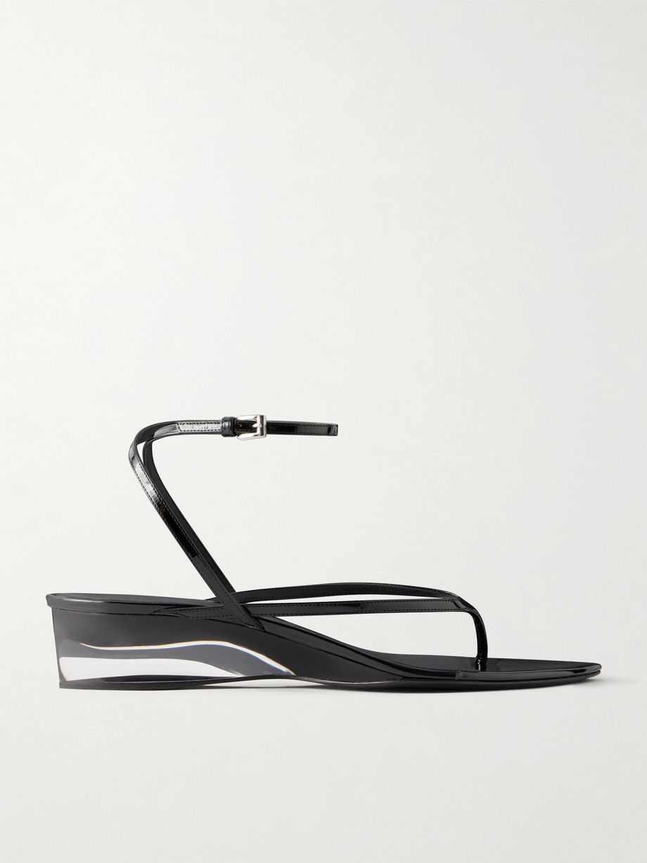 Tong 30 patent-leather wedge sandals
