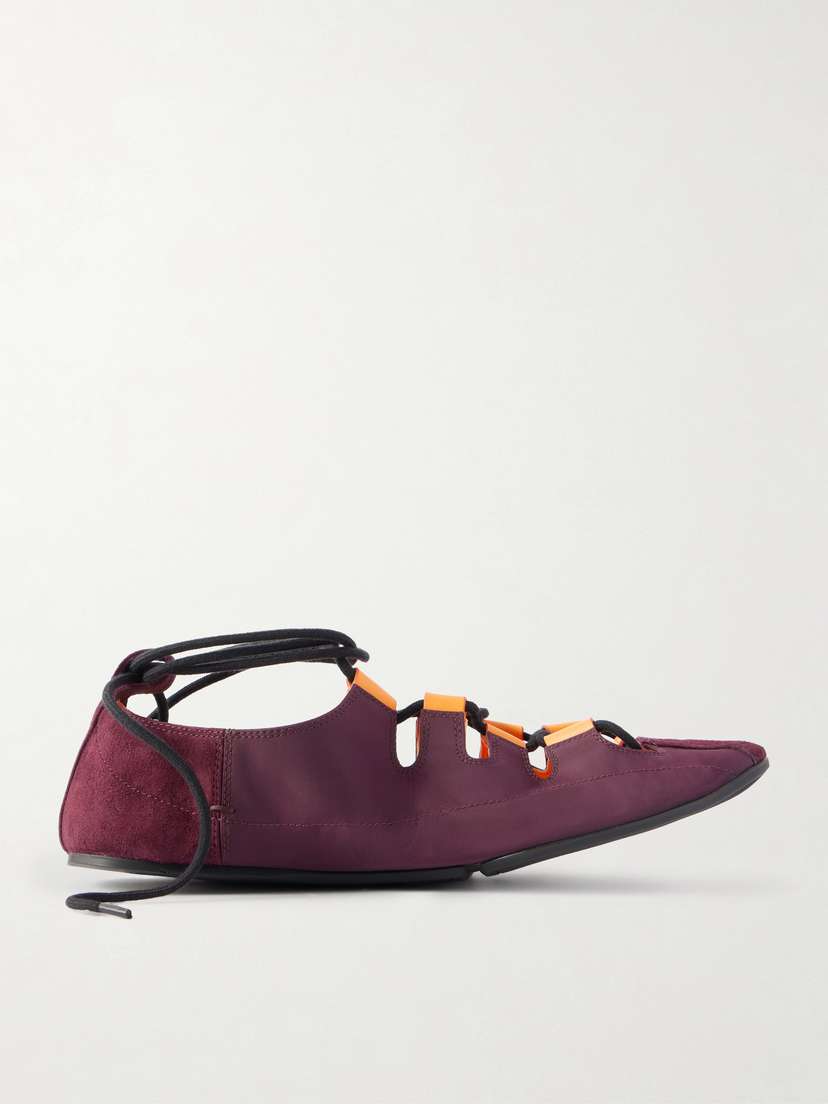 Alaïa Suede-trimmed Shell Ballet Flats