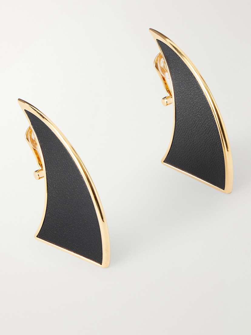 Alaïa Gold-tone Leather Earrings