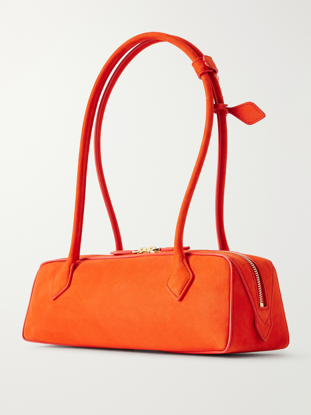 Alaïa Le Teckel Medium Nubuck Shoulder Bag In Orange