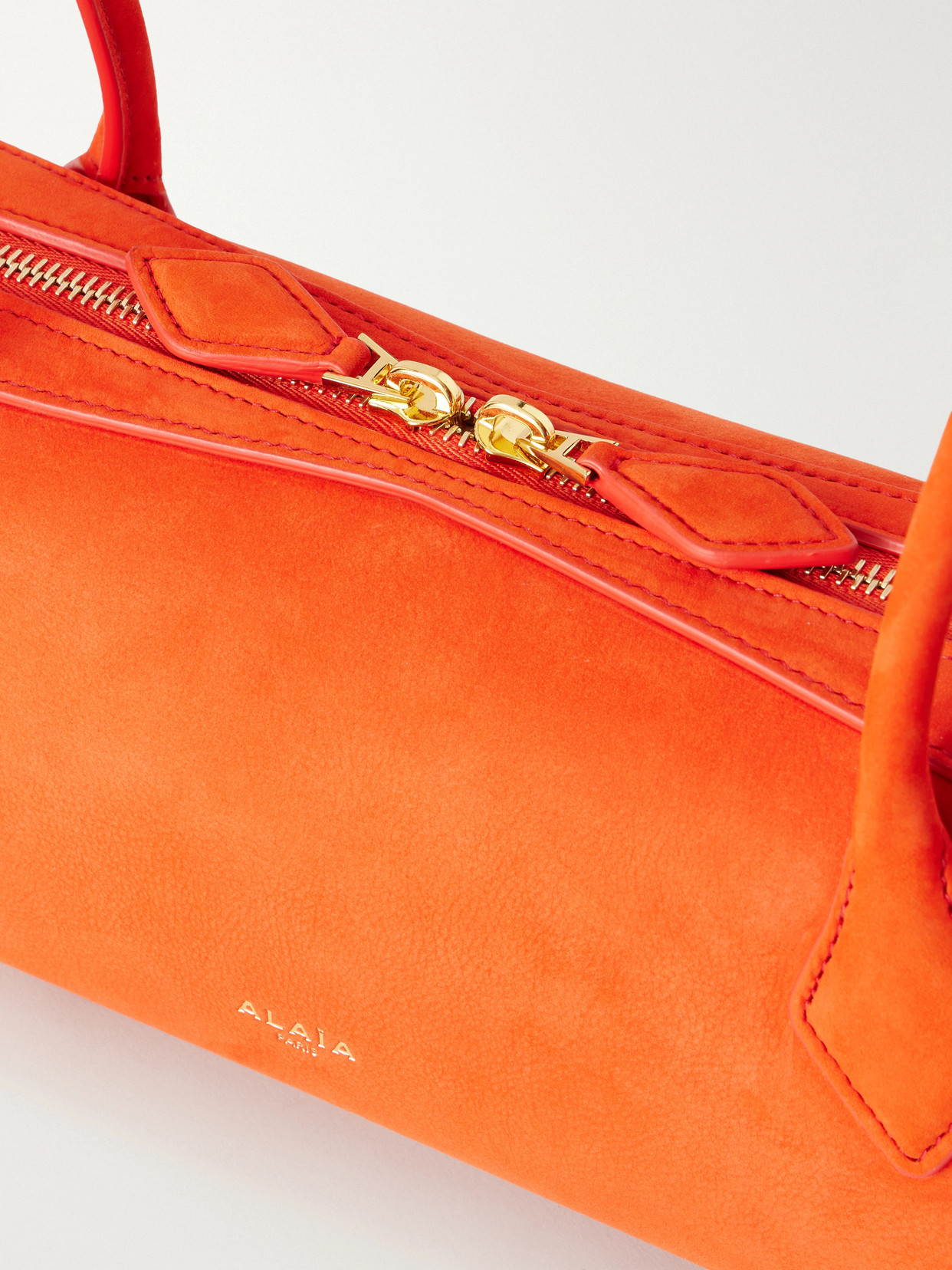 Alaïa Le Teckel Medium Nubuck Shoulder Bag In Orange