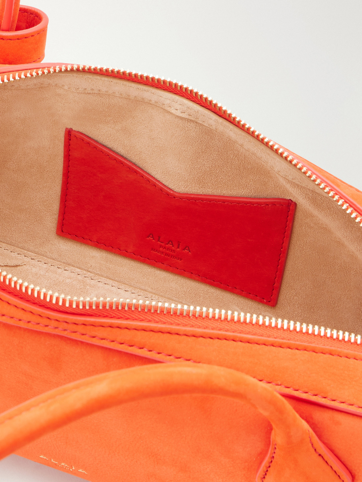 Alaïa Le Teckel Medium Nubuck Shoulder Bag In Orange