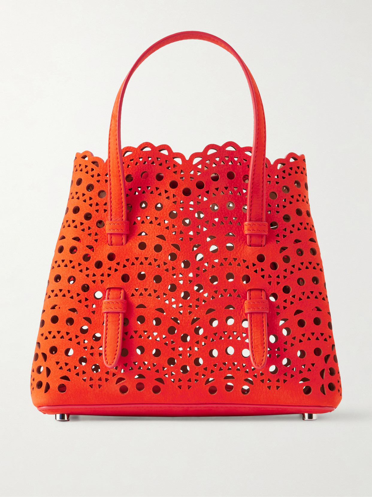 Alaïa Mina 20 Laser-cut Leather Tote In Orange