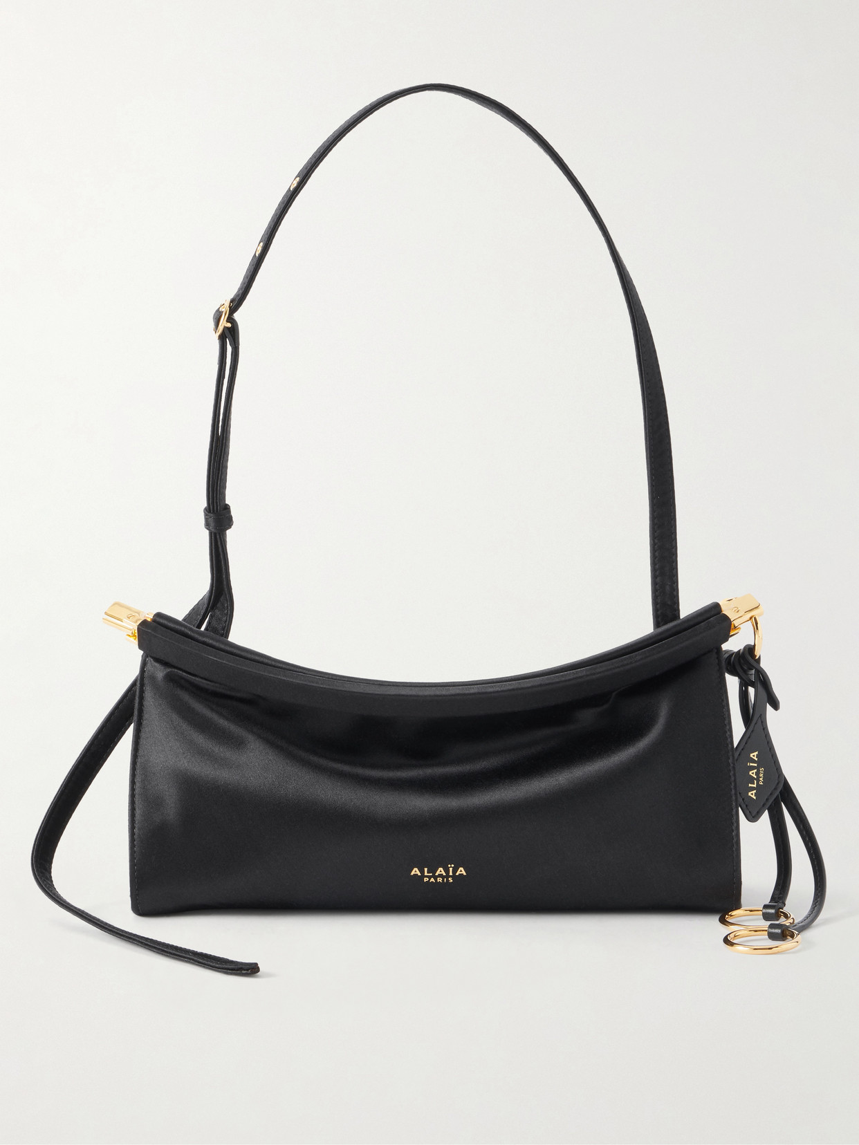 Alaïa Le Click Small Satin Shoulder Bag In Black