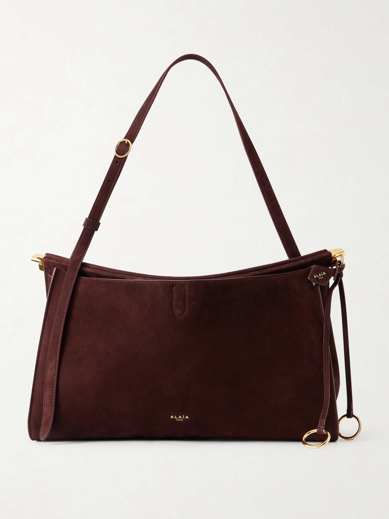 Alaïa Le Click Large East-west Suede Shoulder Bag In Brown