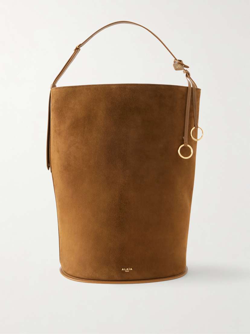 Alaïa Hip Large Leather-trimmed Suede Bucket Bag