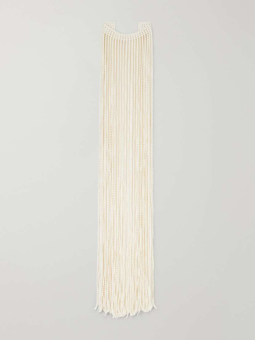 Alaïa Fringed Crocheted Scarf