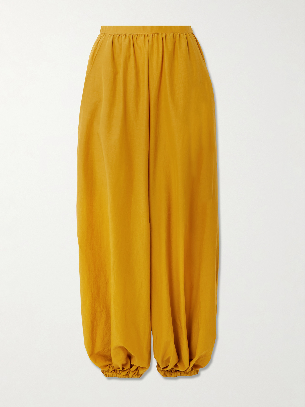 Jamie Haller The Balloon Cotton And Silk-blend Tapered Pants In Yellow