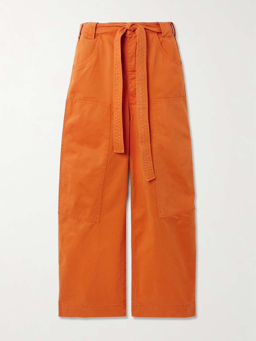 Jamie Haller The Karate Cropped Belted Cotton-twill Wide-leg Pants