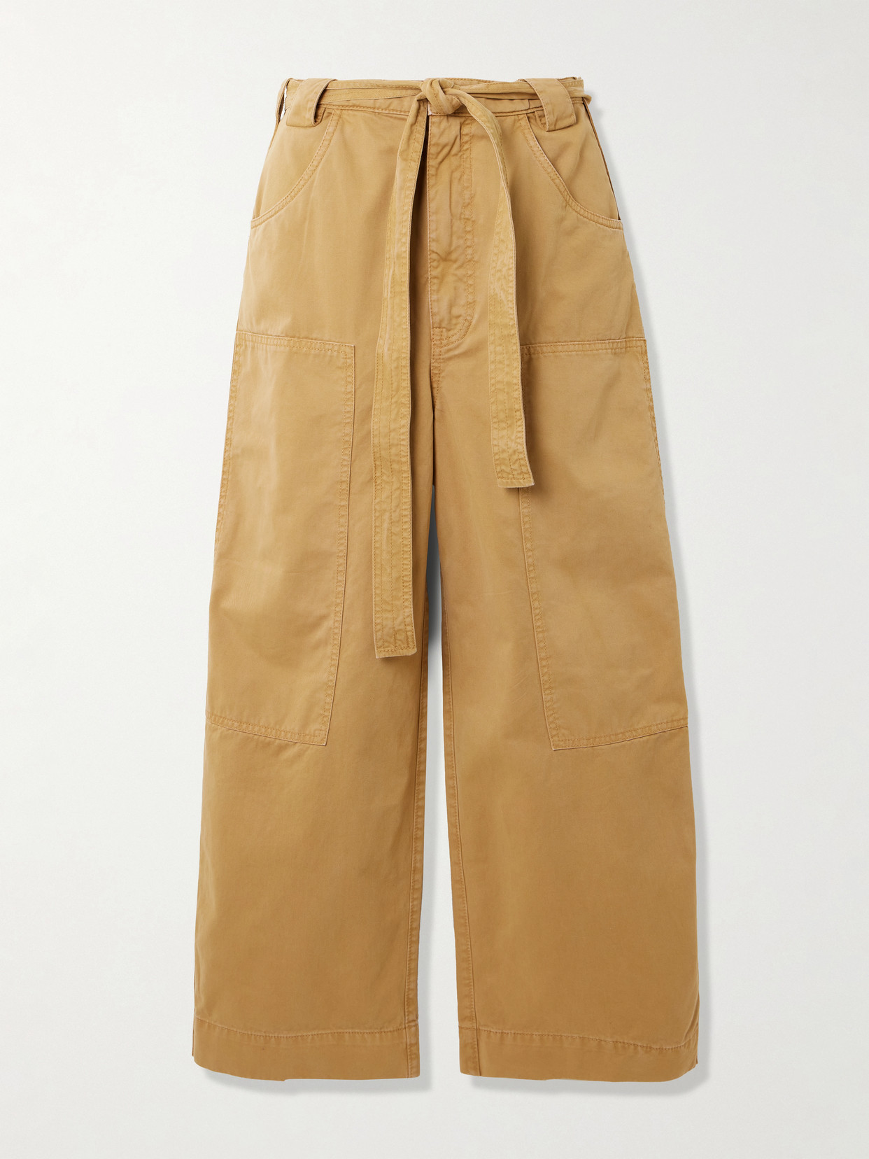 Jamie Haller The Karate Cropped Belted Cotton-twill Wide-leg Pants In Gray