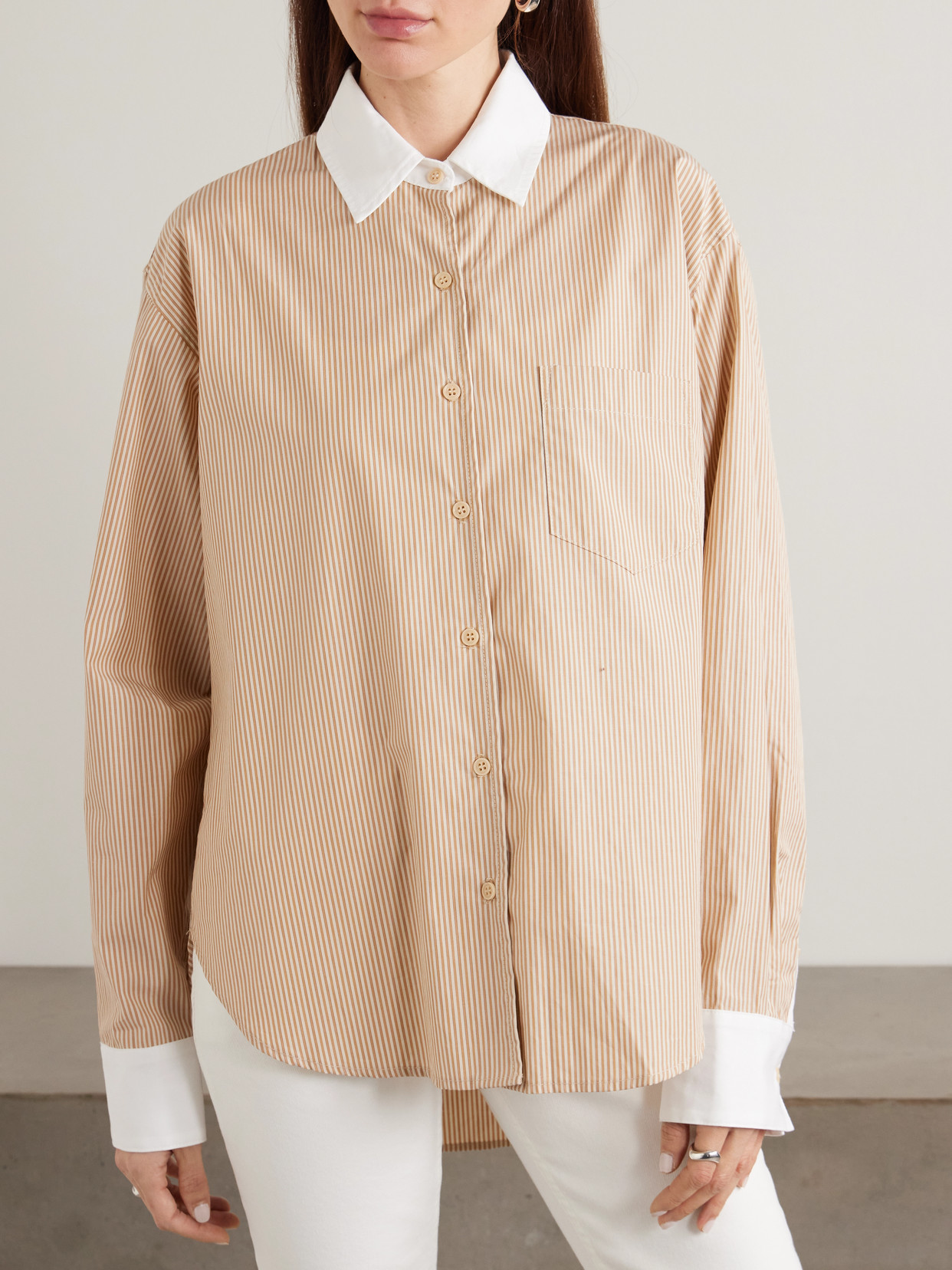 The Tipped Weekend Striped Supima Cotton-Poplin Shirt