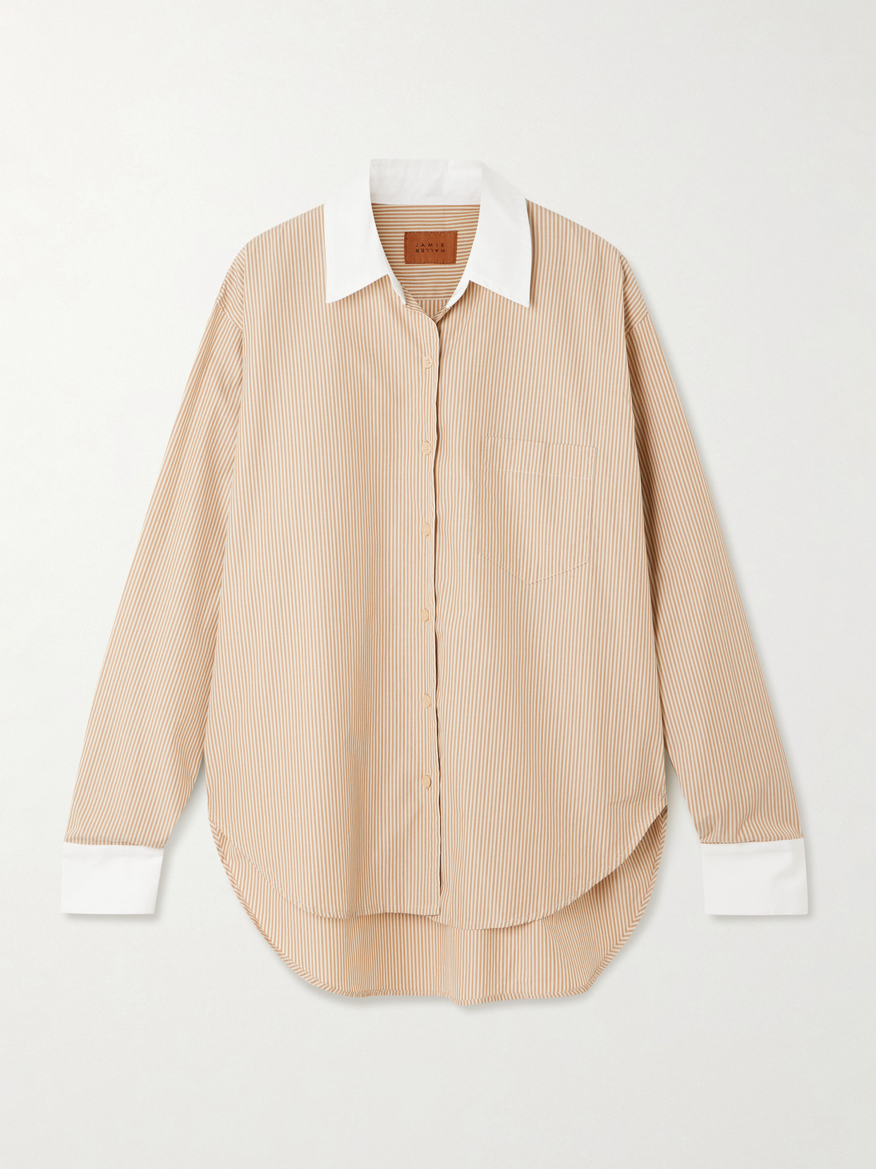 Jamie Haller The Tipped Weekend Striped Supima Cotton-poplin Shirt In Brown