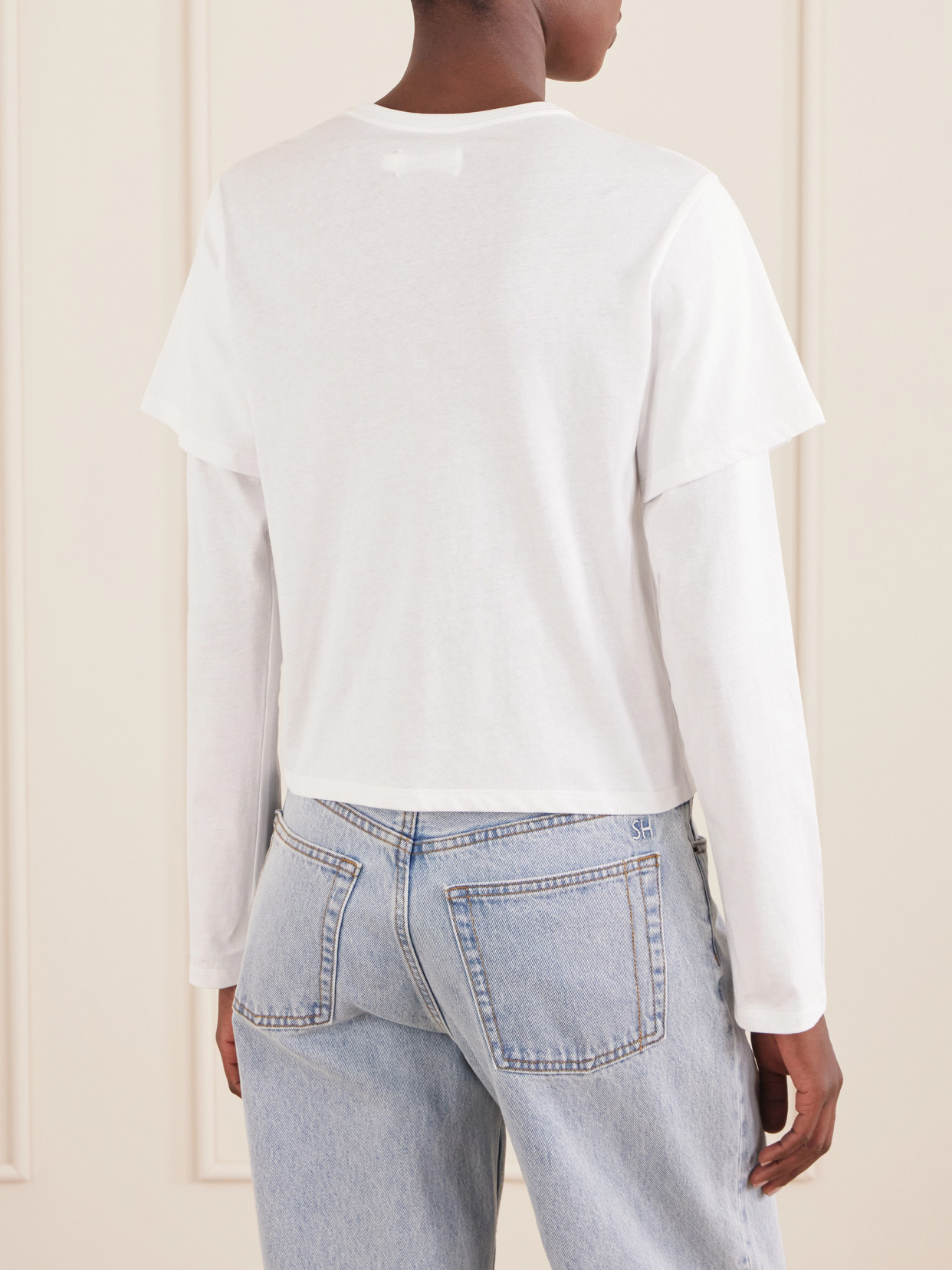 Still Here Double Cotton-jersey T-shirt In White