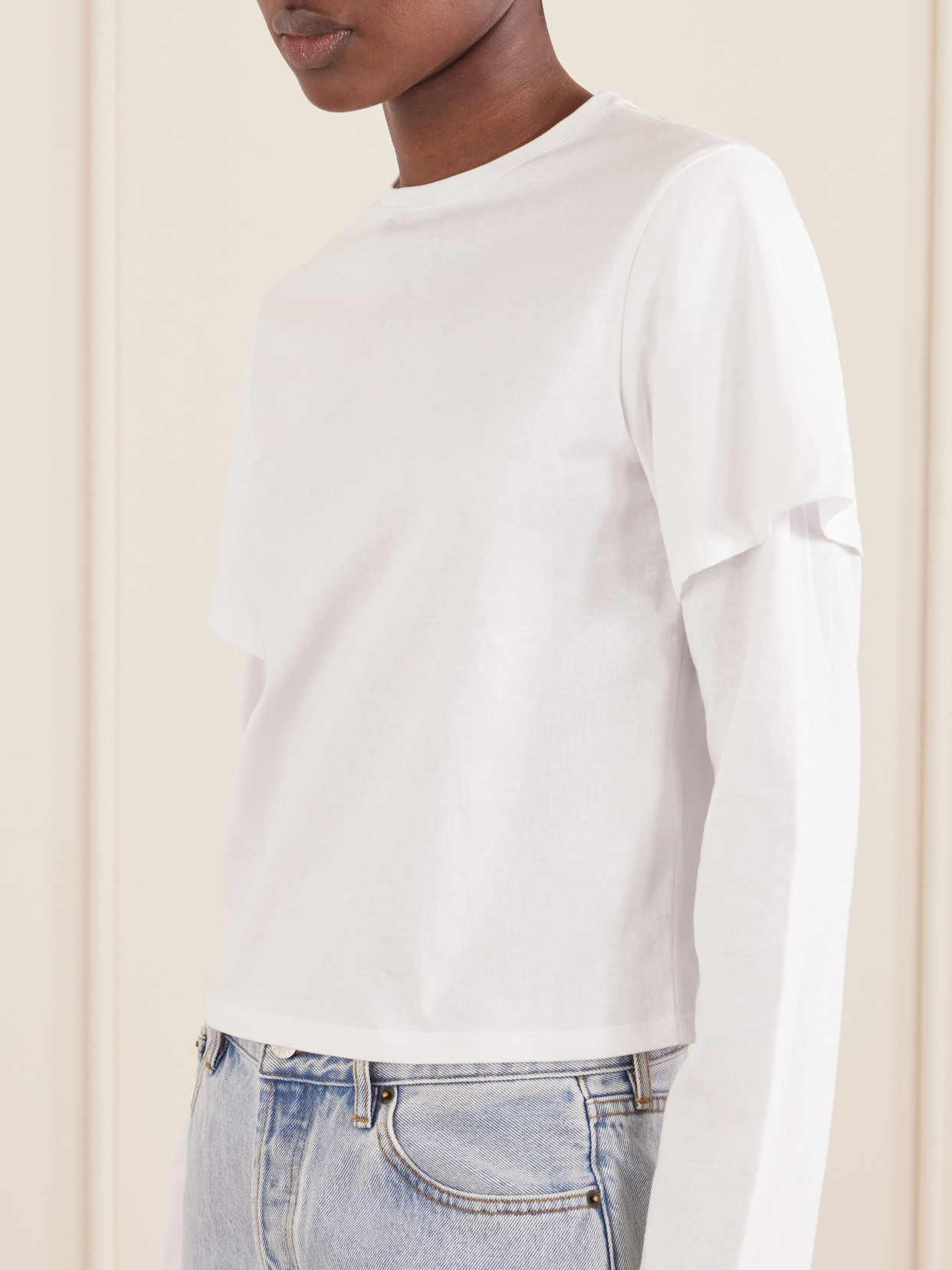 Still Here Double Cotton-jersey T-shirt In White