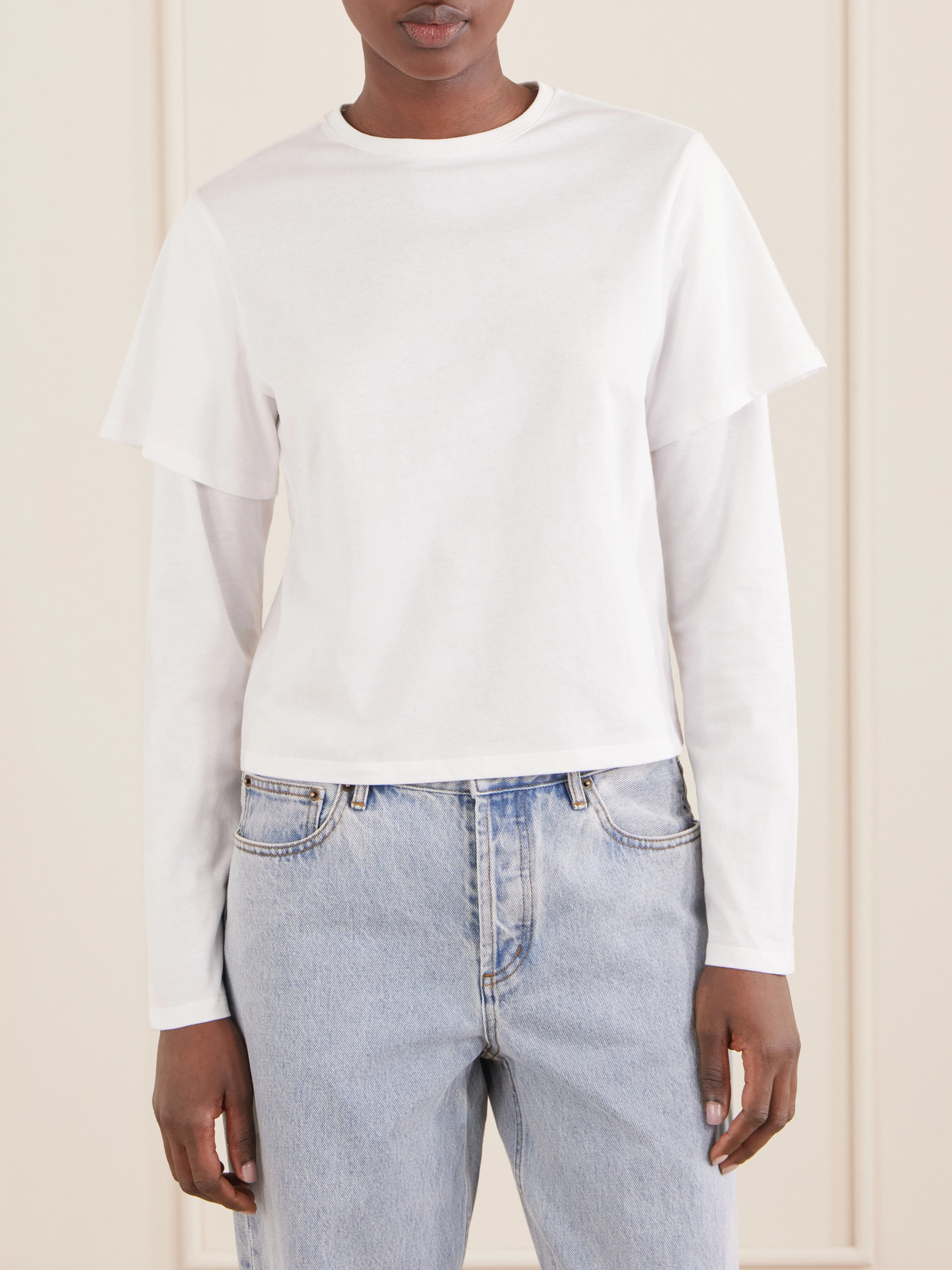 Still Here Double Cotton-jersey T-shirt In White