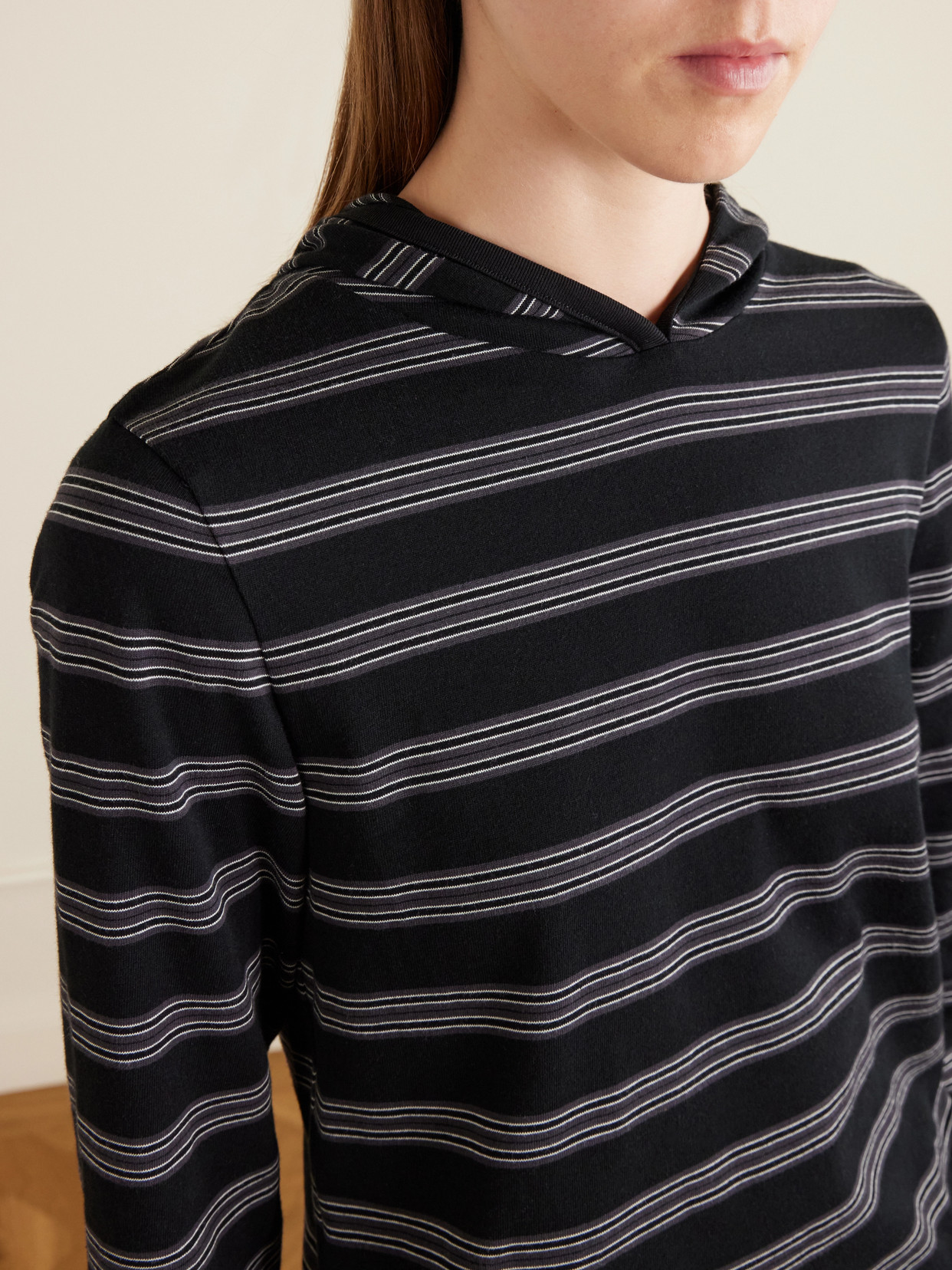 Nellie Striped Jersey Hooded T-Shirt
