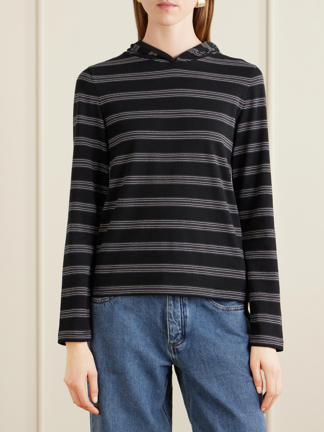 Nellie Striped Jersey Hooded T-Shirt