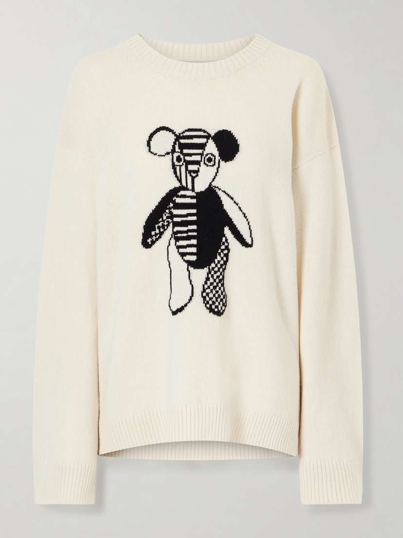 The Elder Statesman Teddy Intarsia-knit Cashmere Sweater