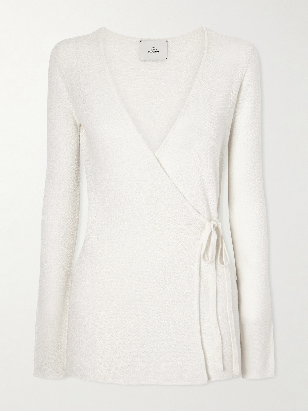 The Elder Statesman Pebble Beth Cashmere And Silk-blend Wrap Cardigan In White