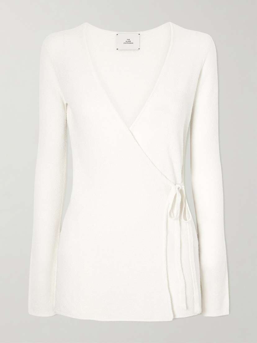 The Elder Statesman Pebble Beth Cashmere And Silk-blend Wrap Cardigan