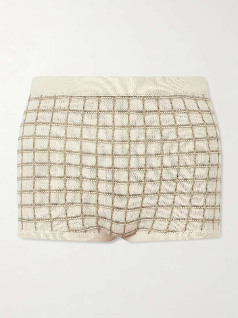 The Elder Statesman Ida Checked Cashmere Shorts