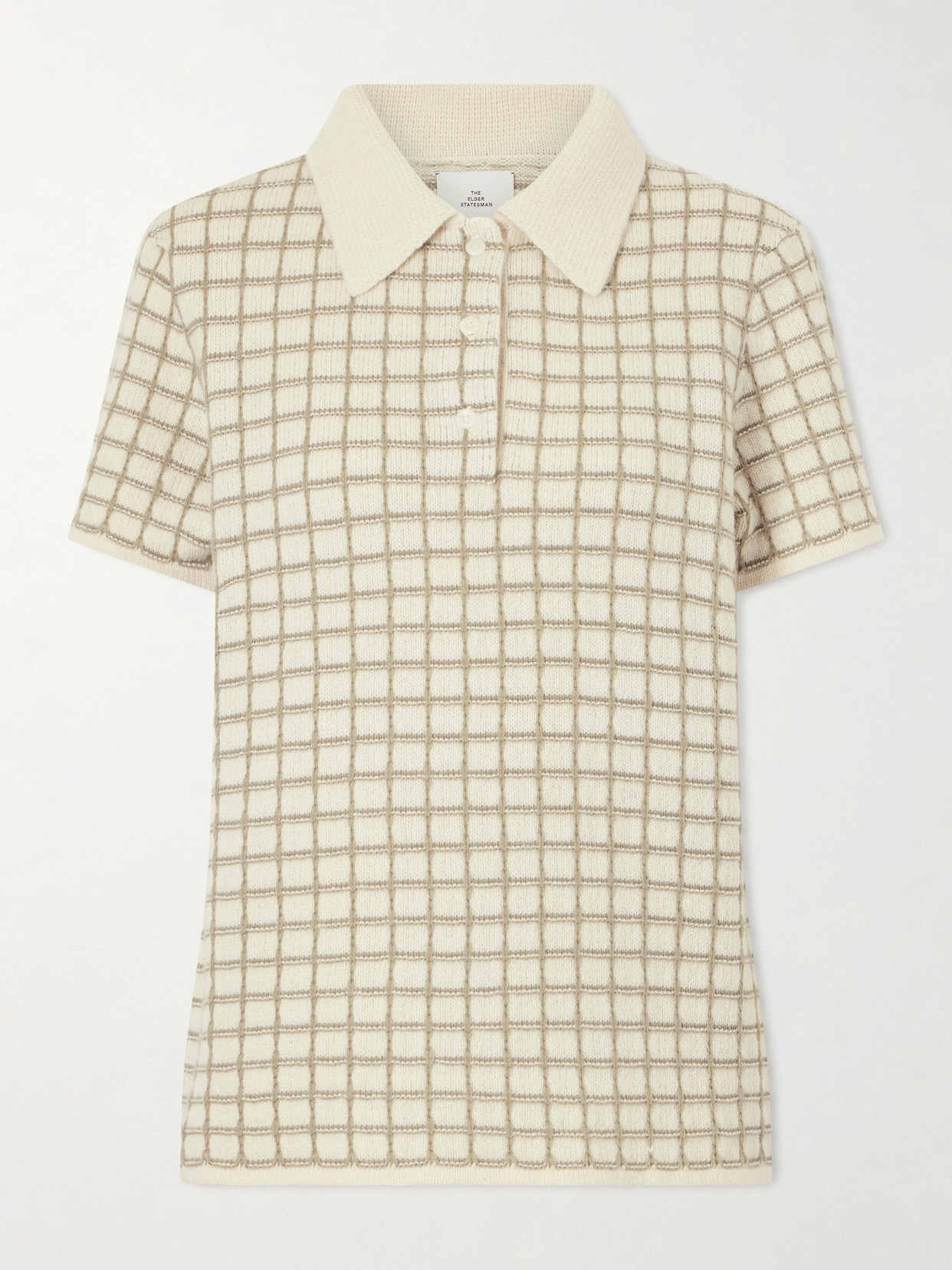 Ida Checked Cashmere Polo Sweater