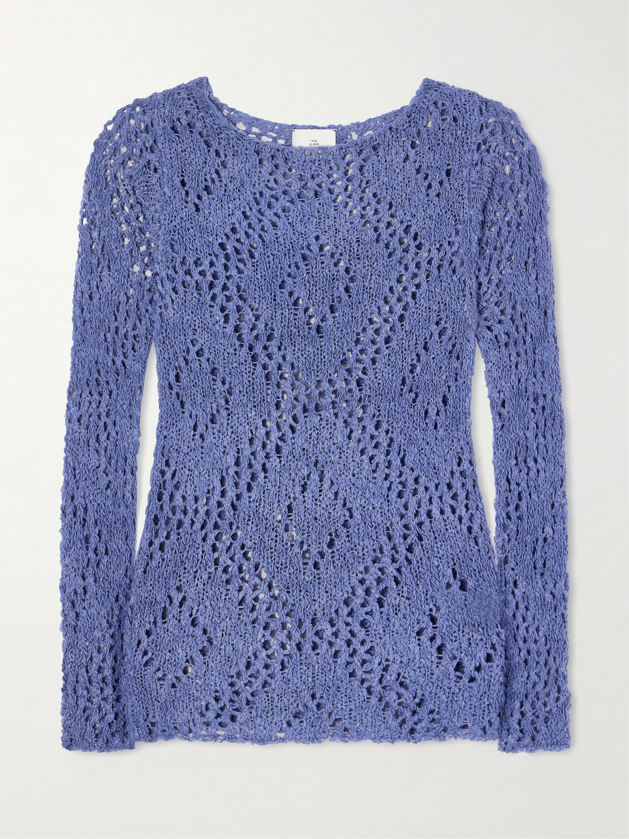 The Elder Statesman Lake Pointelle-knitted Silk, Cashmere And Linen-blend T-shirt In Blue