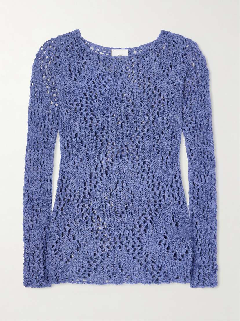 The Elder Statesman Lake Pointelle-knitted Silk, Cashmere And Linen-blend T-shirt