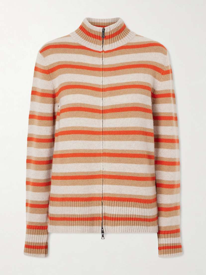 The Elder Statesman Hallie Striped Cashmere Cardigan