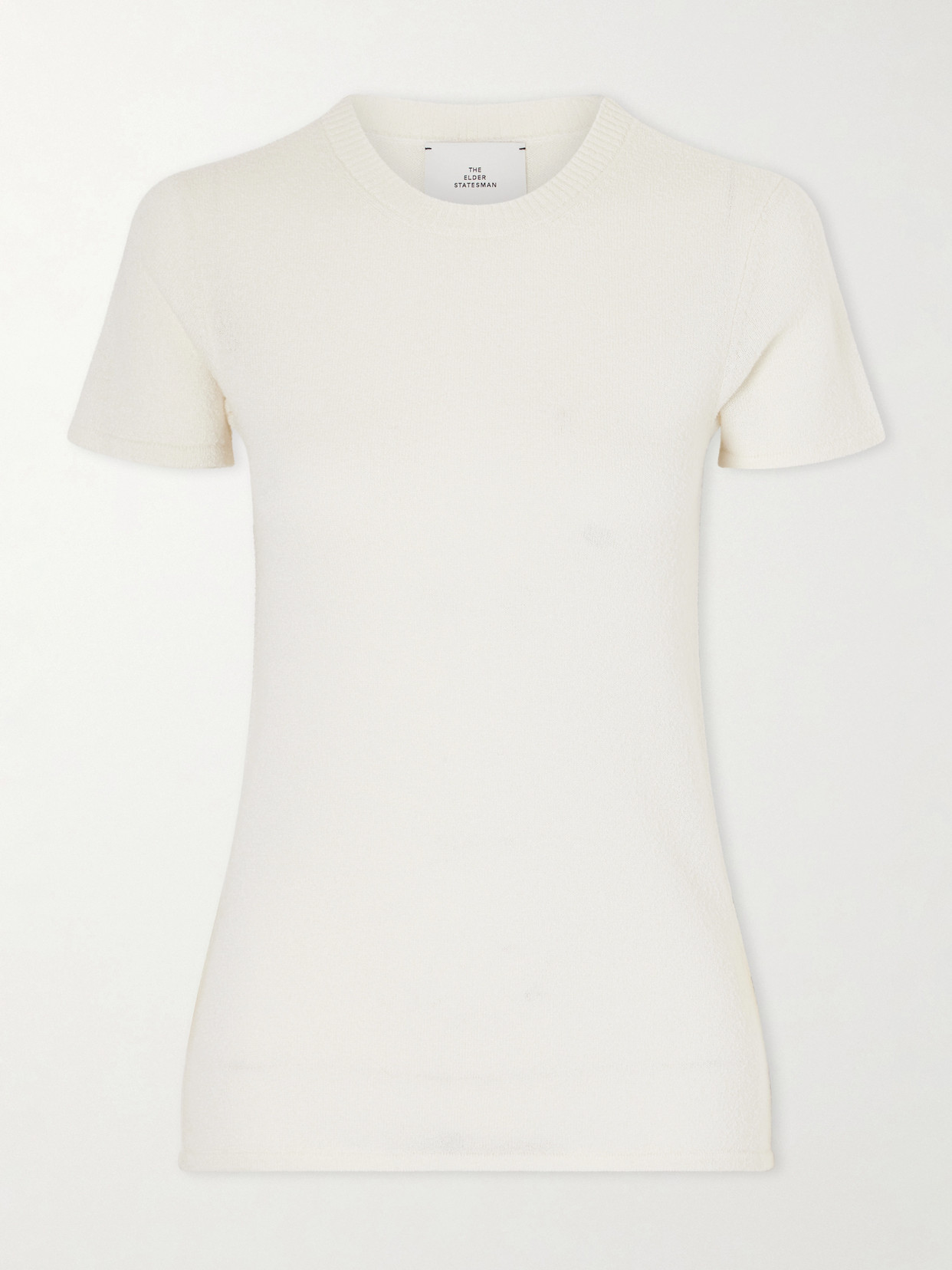 The Elder Statesman Pebble Pearl Cashmere And Silk-blend T-shirt In White