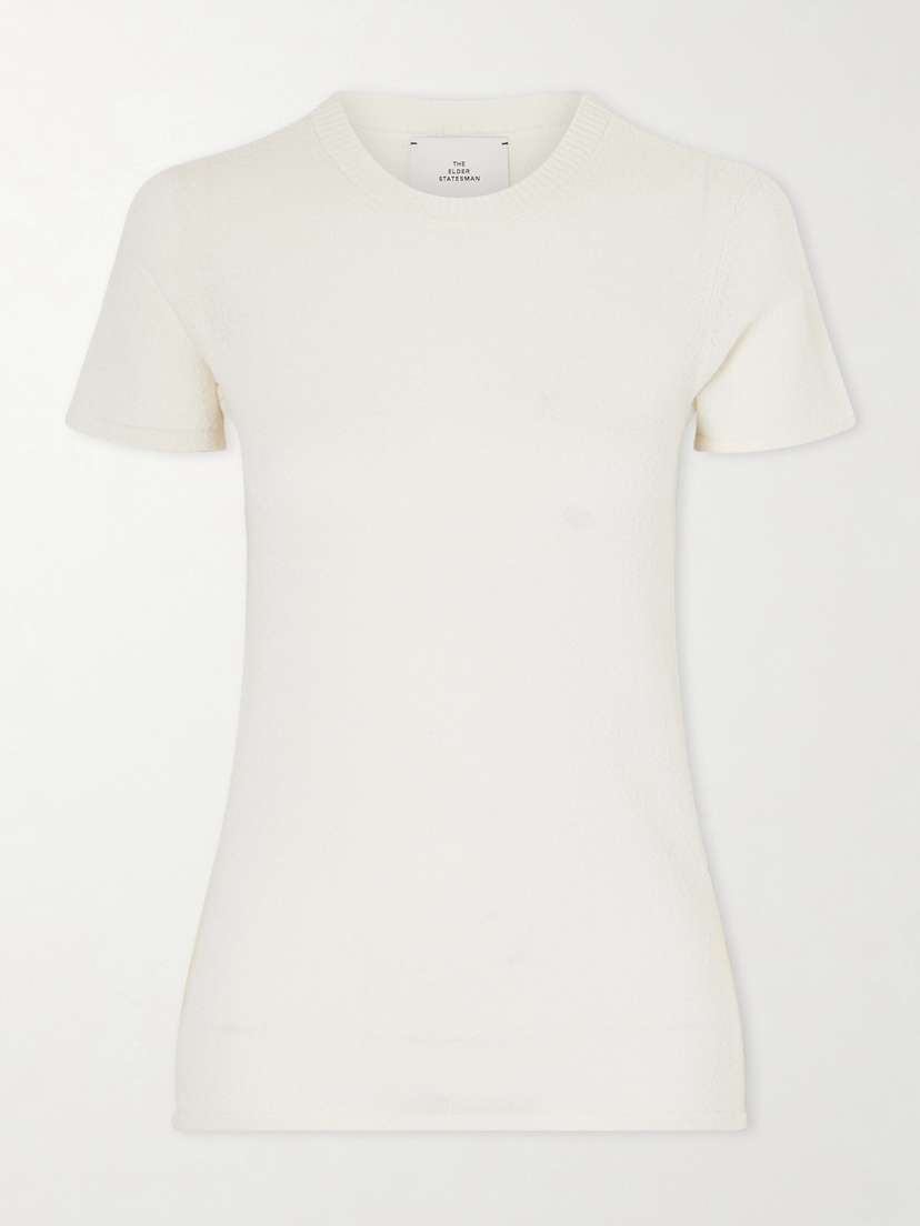 The Elder Statesman Pebble Pearl Cashmere And Silk-blend T-shirt