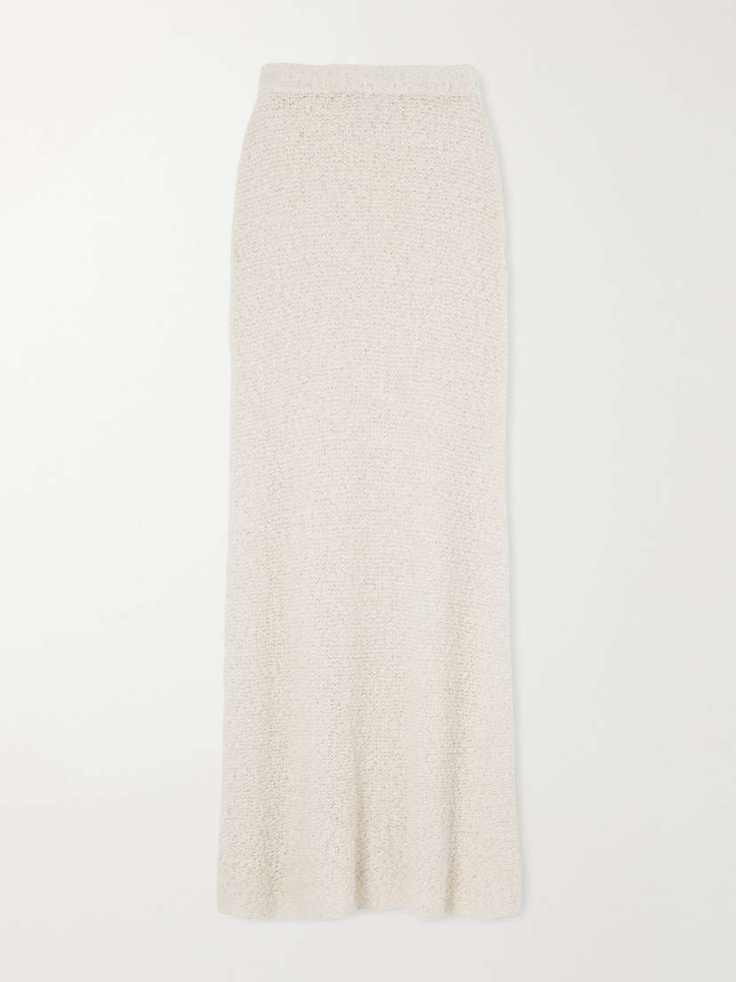 The Elder Statesman Ella Silk, Cashmere And Linen-blend Maxi Skirt