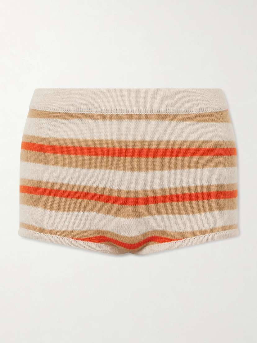 The Elder Statesman Hallie Striped Cashmere Shorts