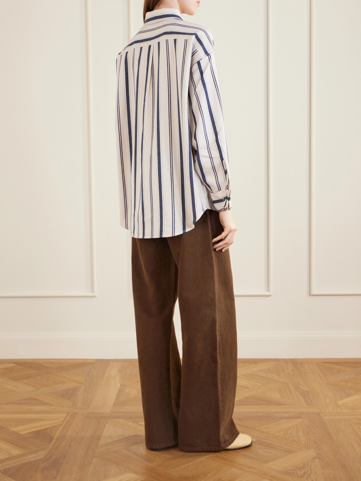 Cashlite Berti Striped Wool, Silk And Cashmere-Blend Shirt