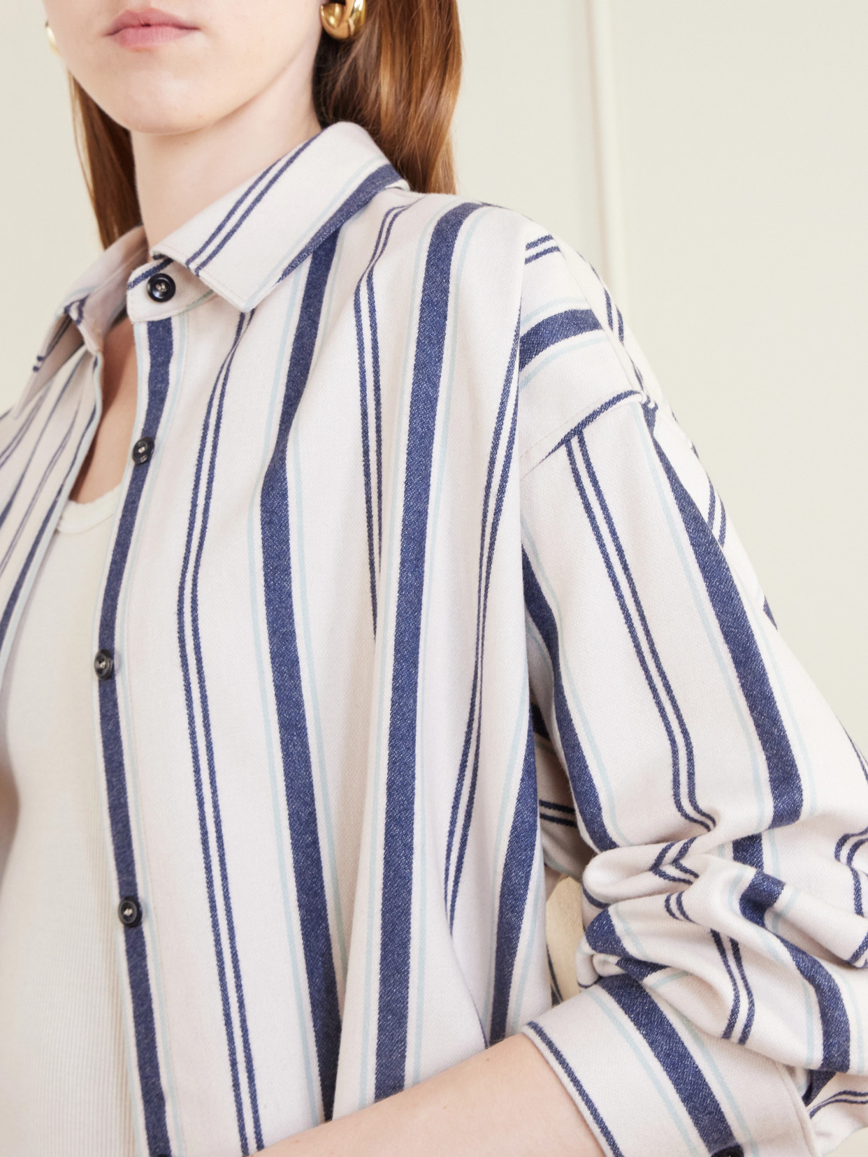 Cashlite Berti Striped Wool, Silk And Cashmere-Blend Shirt
