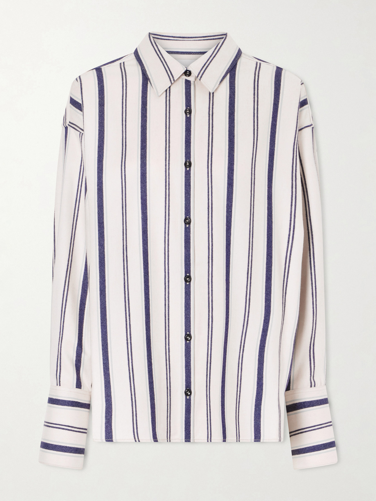 Cashlite Berti Striped Wool, Silk And Cashmere-Blend Shirt