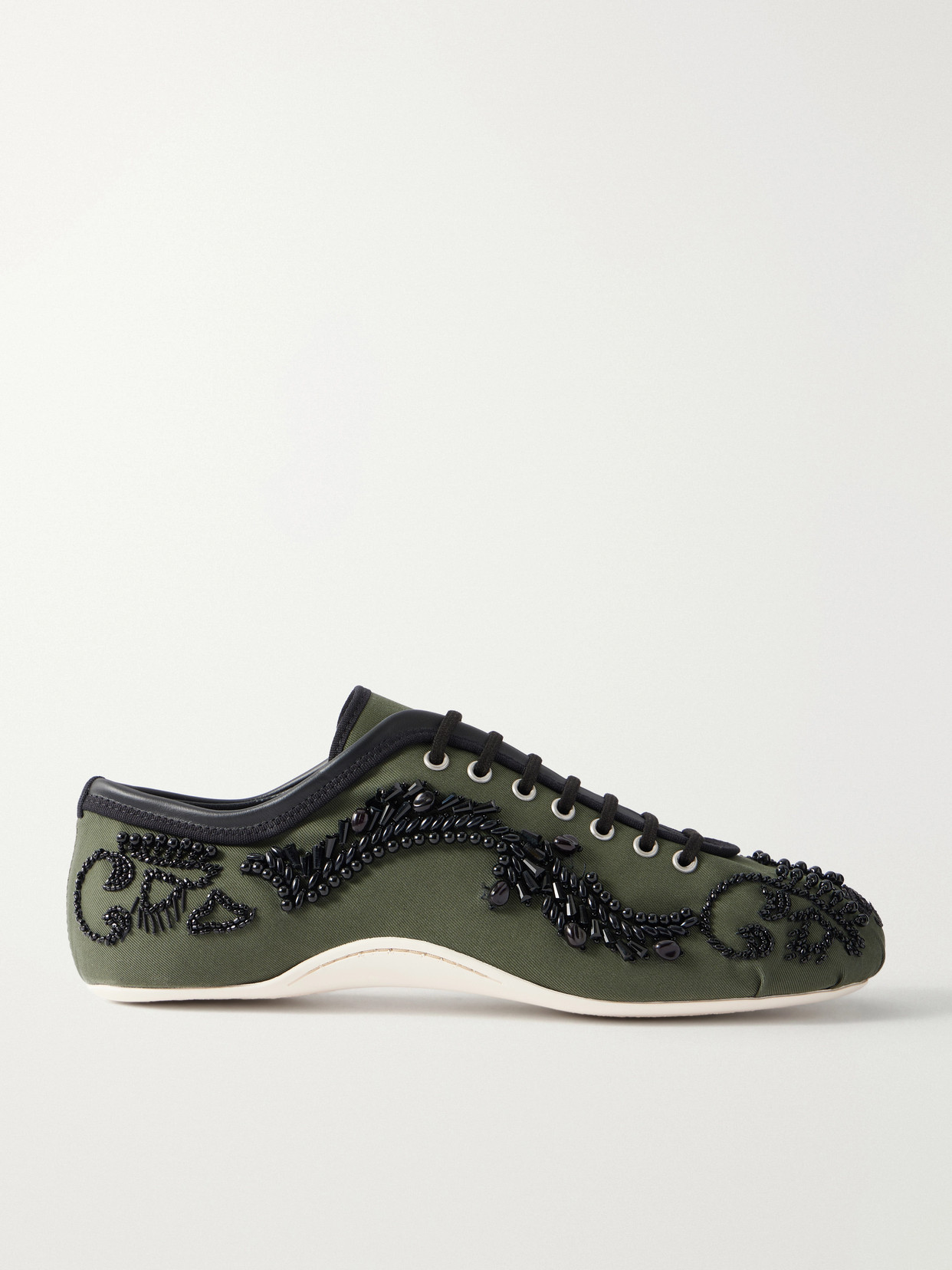 Dries Van Noten Embroidered Twill Sneakers In Green