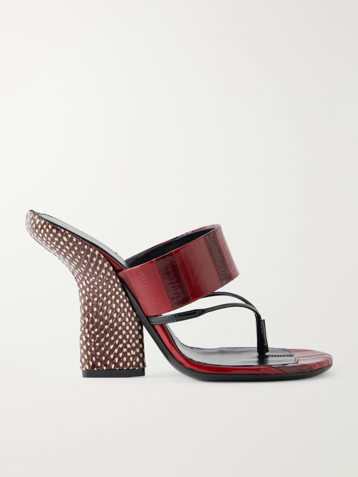 Dries Van Noten Eel-effect Leather Sandals In Red