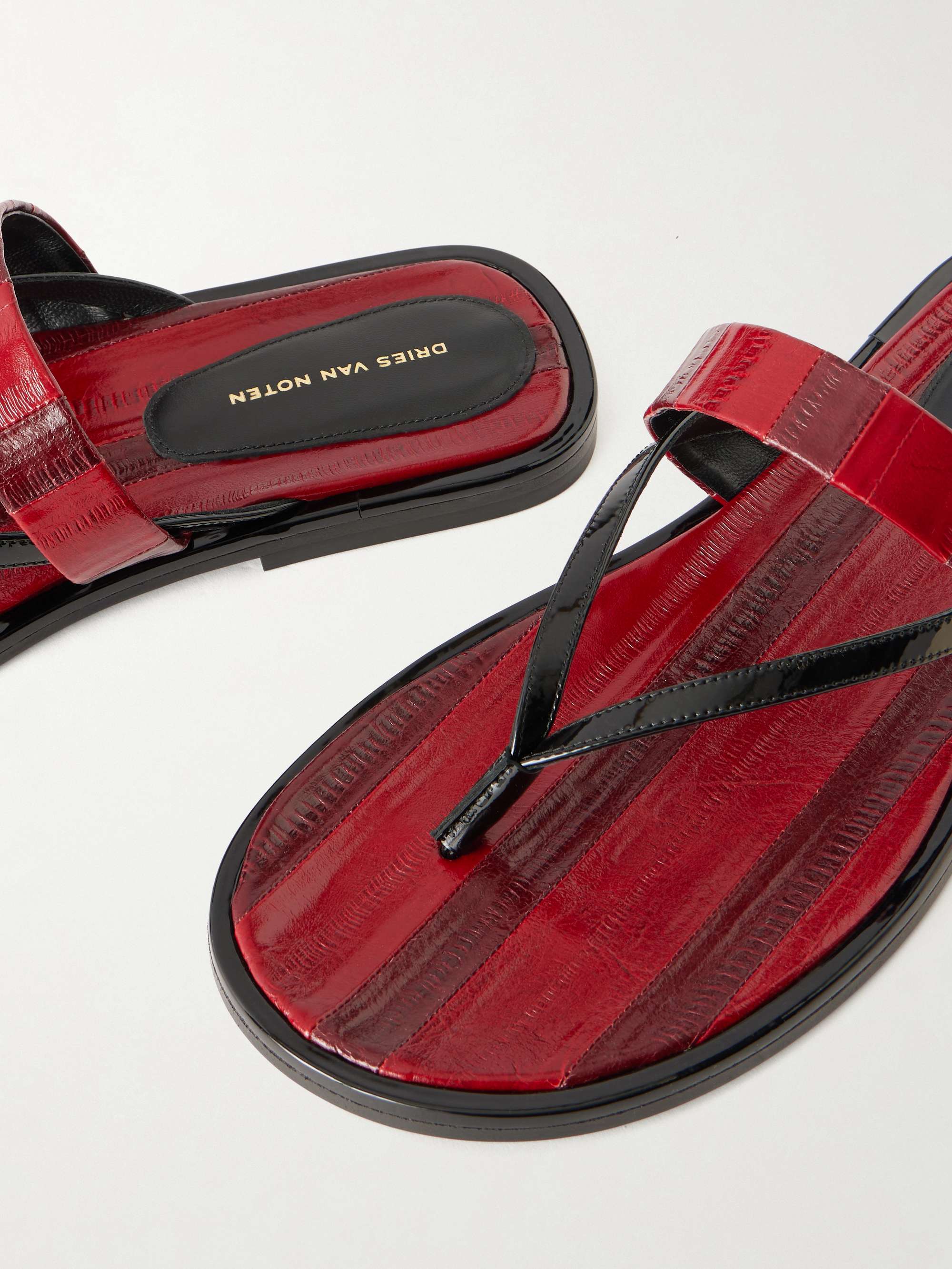DRIES VAN NOTEN Eel-effect leather sandals | NET-A-PORTER