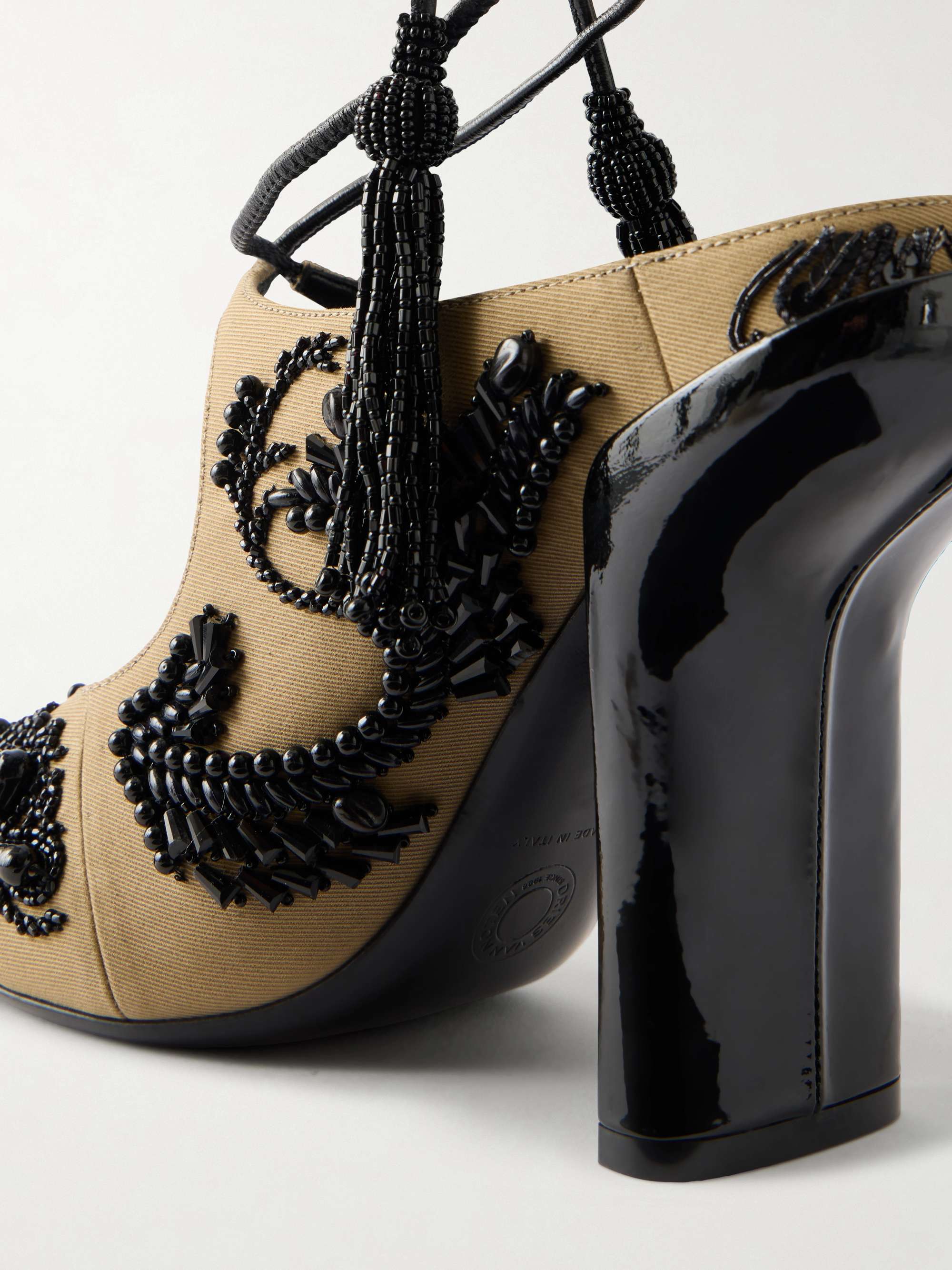DRIES VAN NOTEN Bead-embellished twill pumps | NET-A-PORTER