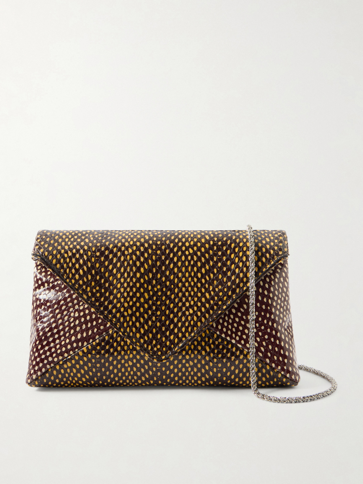 Dries Van Noten Printed Snake-effect Leather Shoulder Bag In Brown