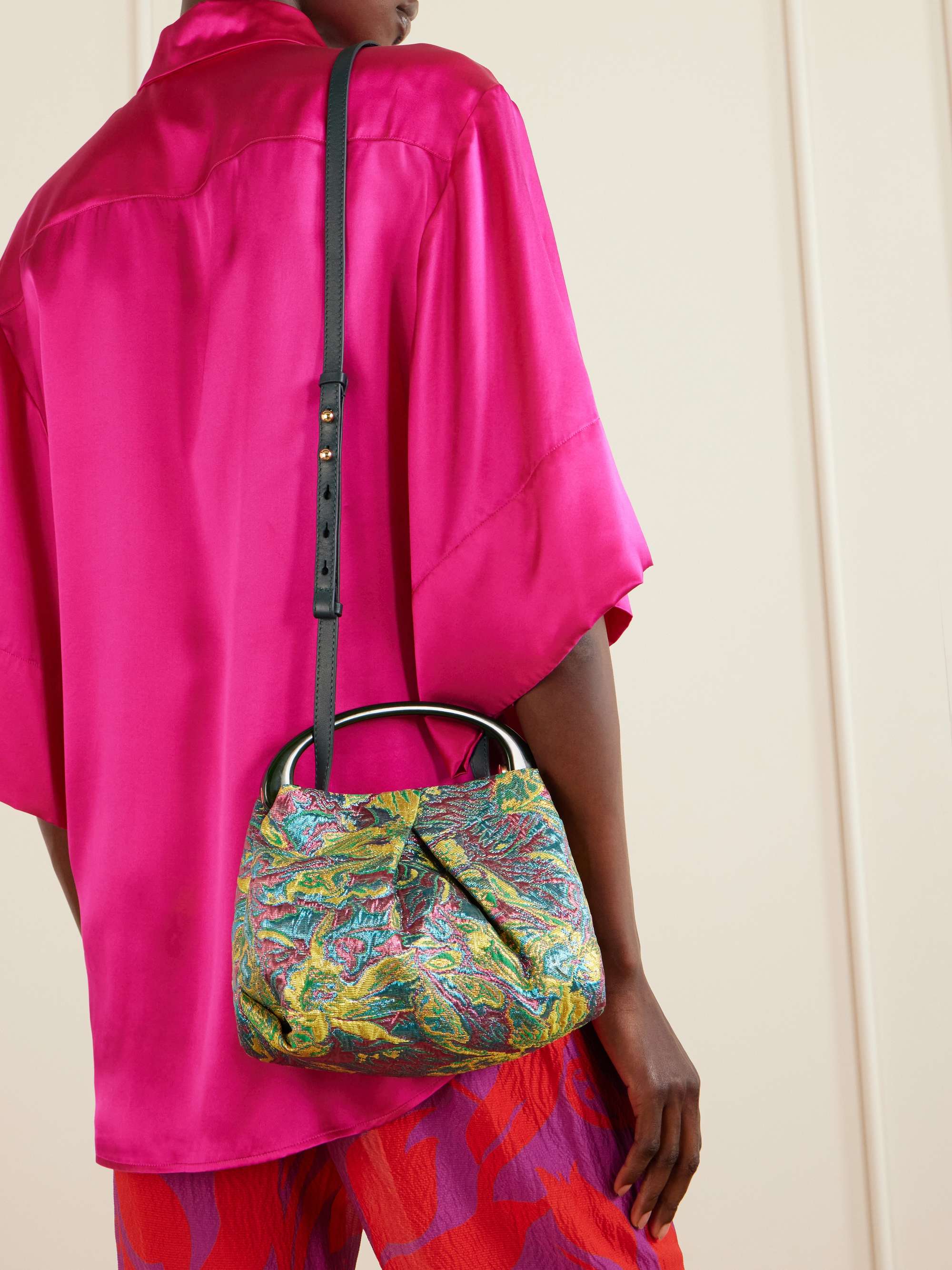 DRIES VAN NOTEN 花柄 レザー ショルダーバッグ Dries Van Noten Patent and Oriental Fabric Bag – Labellov