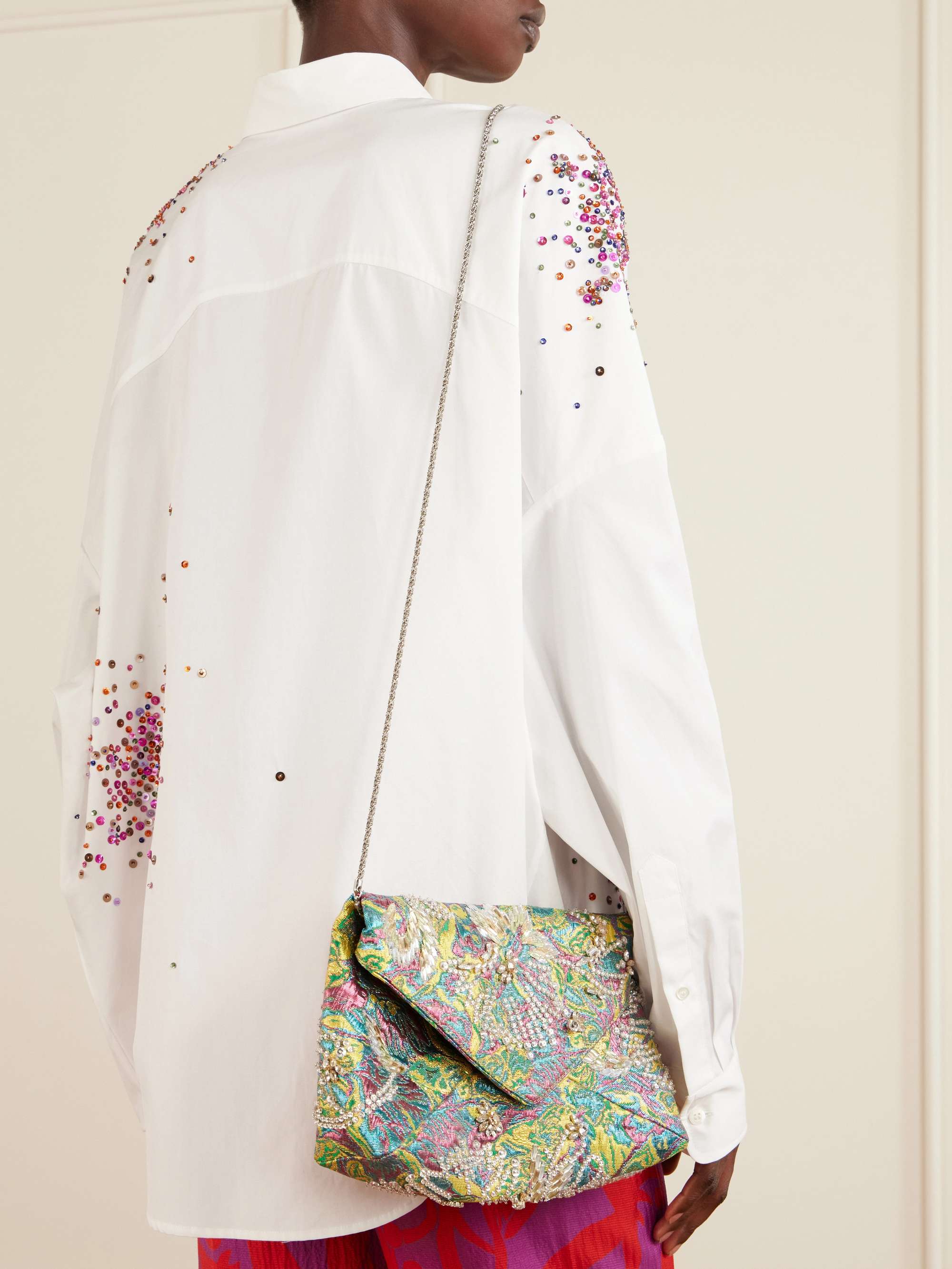 DRIES VAN NOTEN Embellished floral-jacquard clutch | NET-A-PORTER
