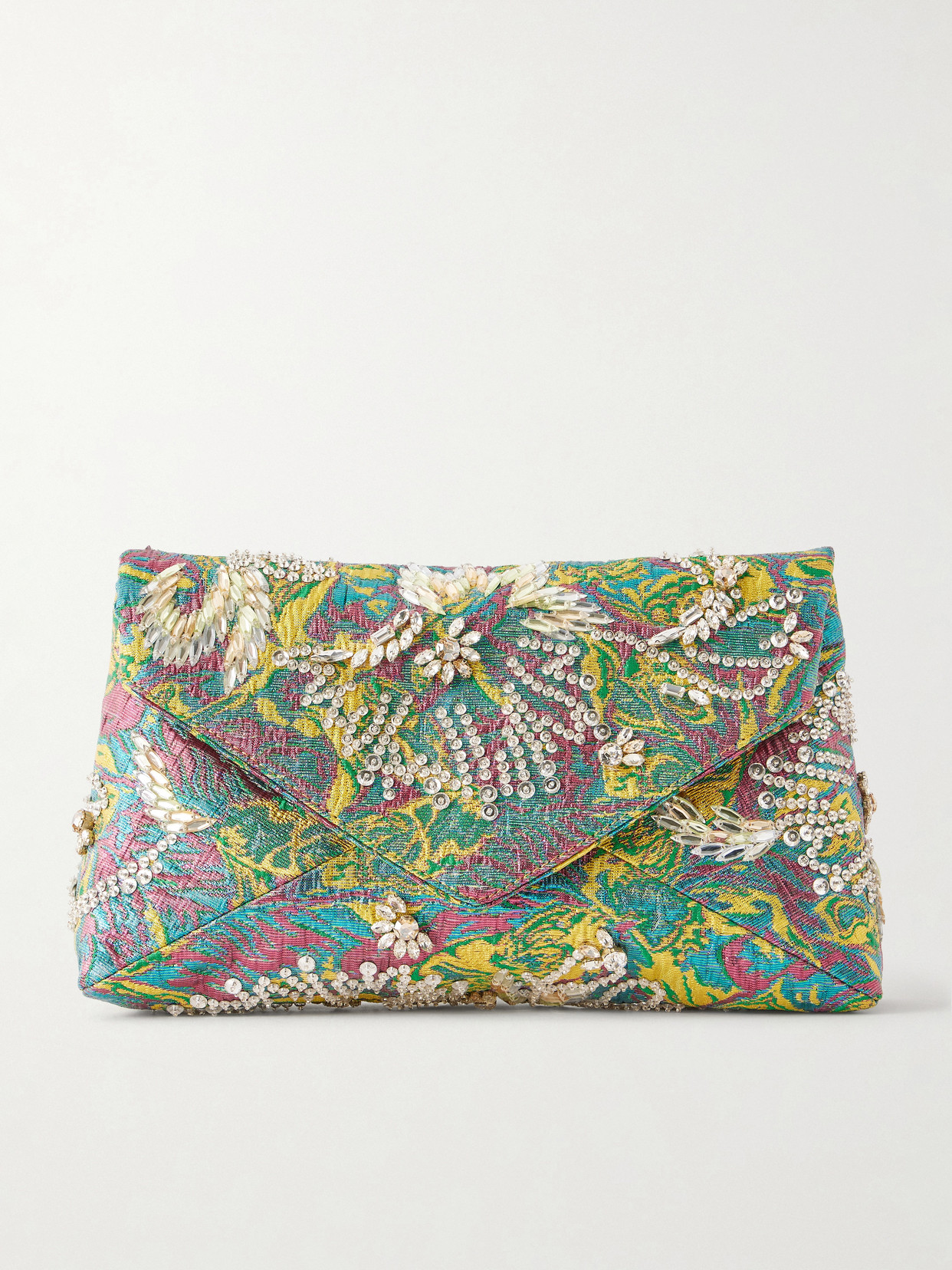 Dries Van Noten Embellished Floral-jacquard Clutch In Multi