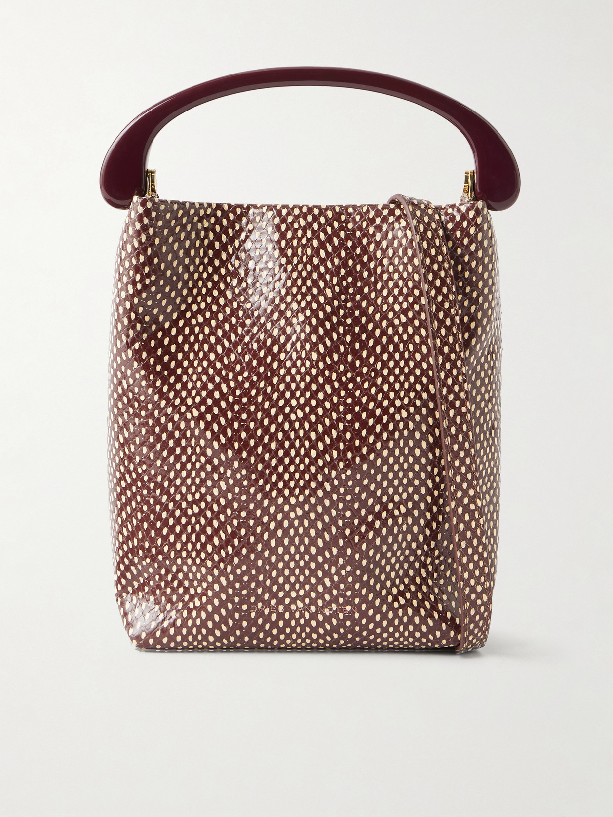 Dries Van Noten Snake-effect Leather Shoulder Bag In Burgundy